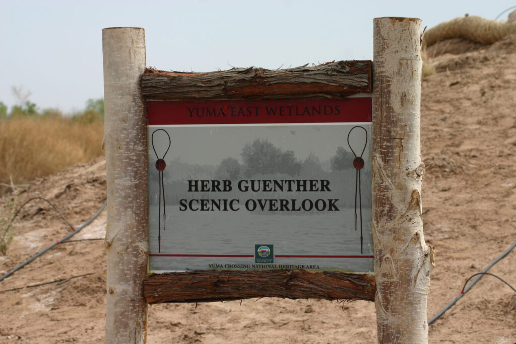 Signage at Yuma Wetlands at Herb Guenther Scenic Overlook.